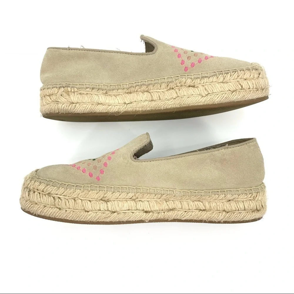 Jack Rogers Beige Embroidered Boho Festival Hippie Espadrilles Size 7